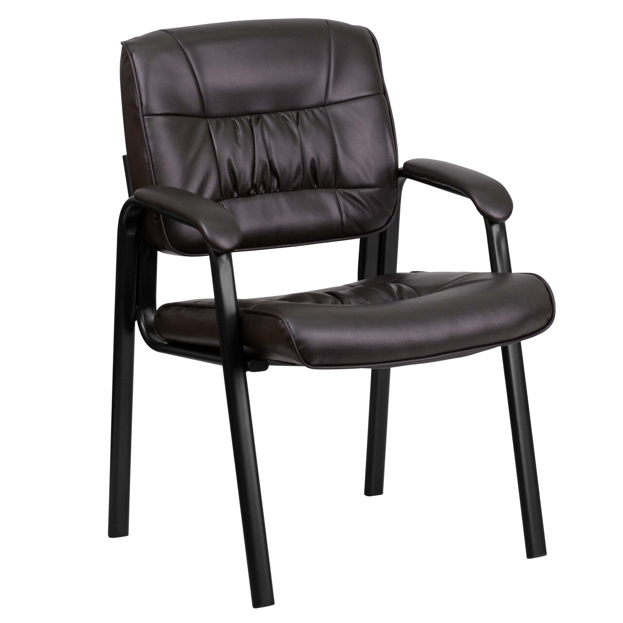 Emma and Oliver Faux Leather Executive Reception Chair with Powder Coated Frame